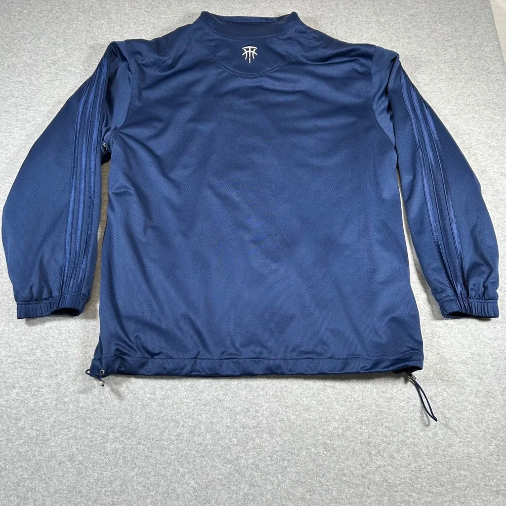 Adidas Track Jacket Mens Large Blue Y2K Vintage Basketball Full‎ Zip Shiny
